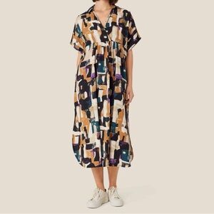 Masai Copenhagen Orsola Printed Cuff-Sleeve Midi-Dress with pockets M